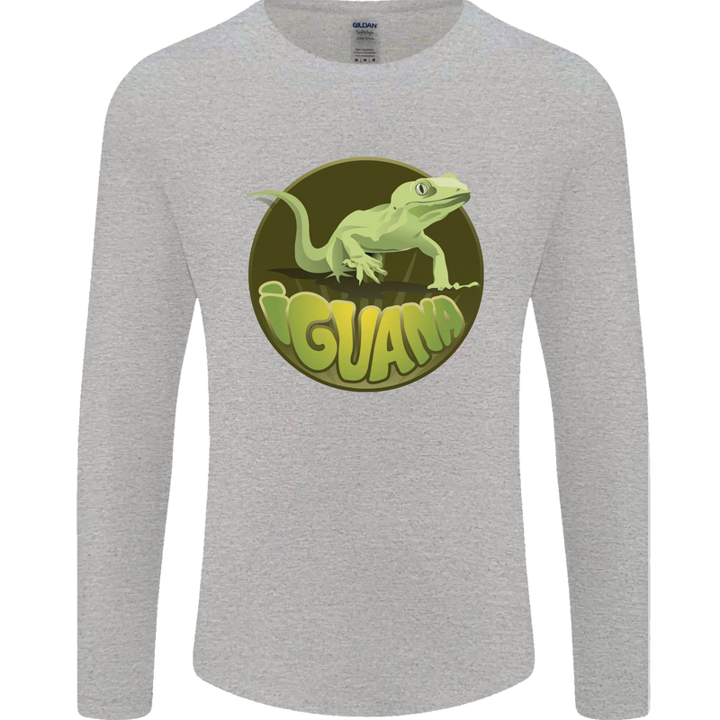 An Iguana Lizard Mens Long Sleeve T-Shirt Sports Grey