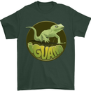 An Iguana Lizard Mens T-Shirt 100% Cotton Forest Green