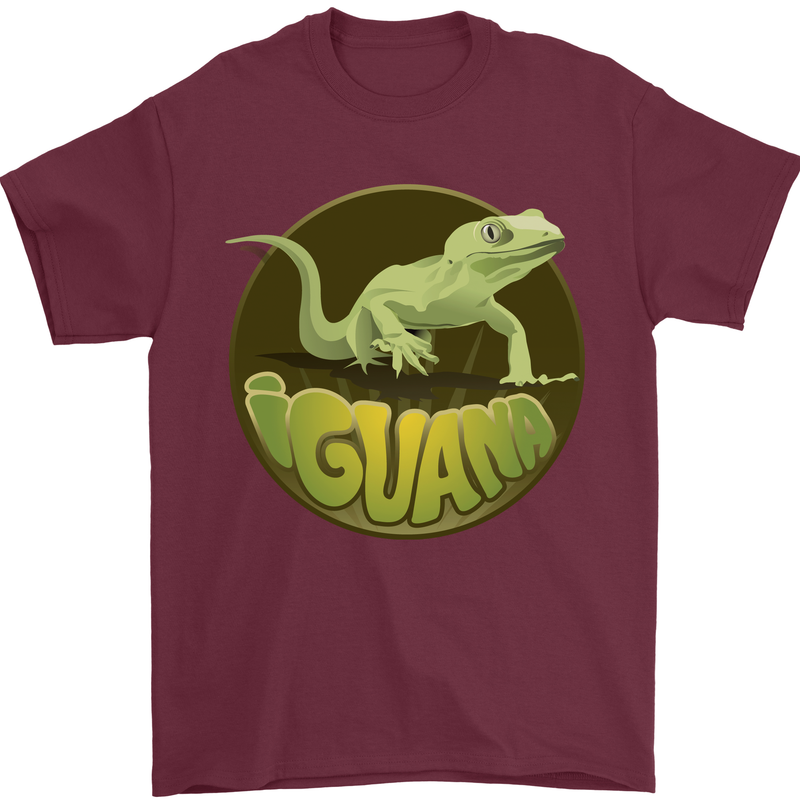 An Iguana Lizard Mens T-Shirt 100% Cotton Maroon