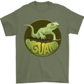 An Iguana Lizard Mens T-Shirt 100% Cotton Military Green