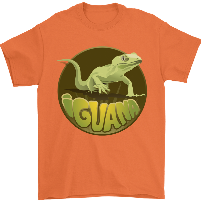 An Iguana Lizard Mens T-Shirt 100% Cotton Orange