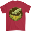 An Iguana Lizard Mens T-Shirt 100% Cotton Red