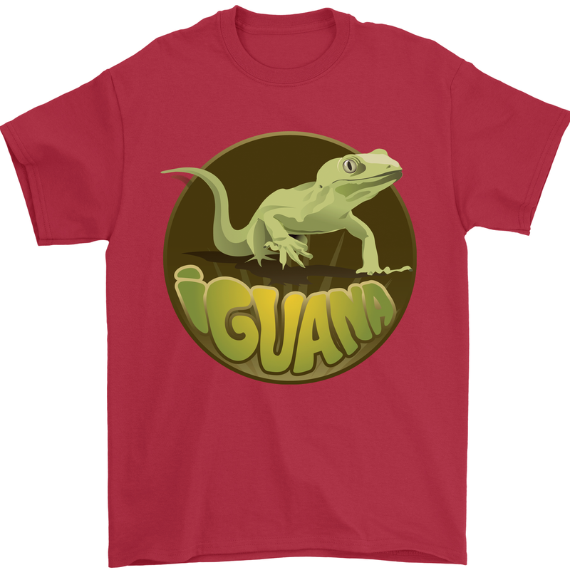 An Iguana Lizard Mens T-Shirt 100% Cotton Red