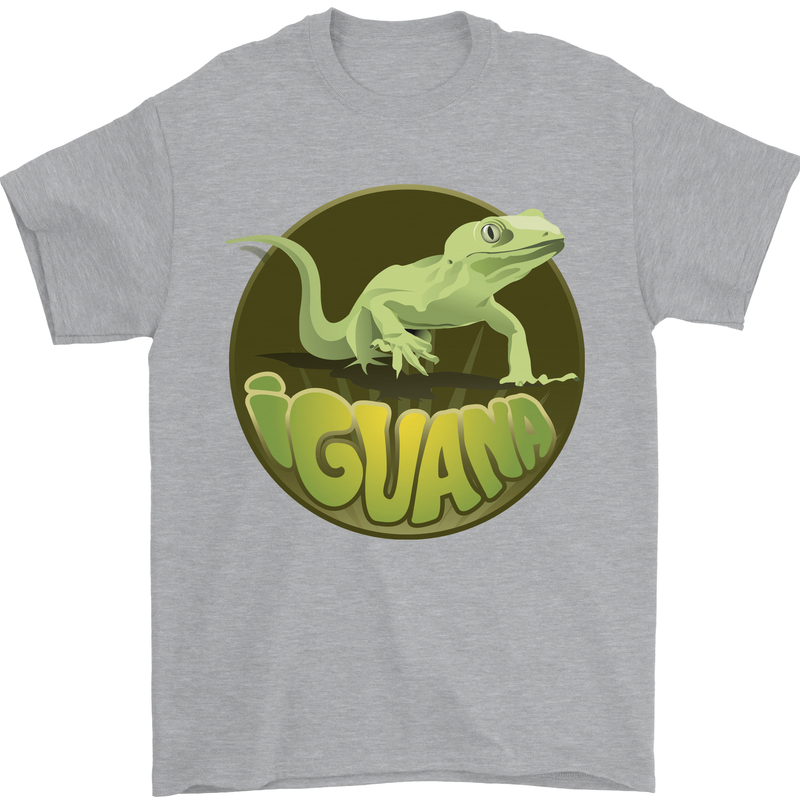 An Iguana Lizard Mens T-Shirt 100% Cotton Sports Grey