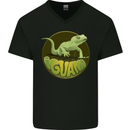 An Iguana Lizard Mens V-Neck Cotton T-Shirt Black