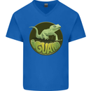 An Iguana Lizard Mens V-Neck Cotton T-Shirt Royal Blue