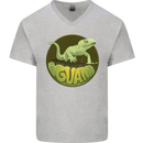 An Iguana Lizard Mens V-Neck Cotton T-Shirt Sports Grey
