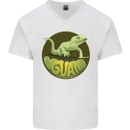 An Iguana Lizard Mens V-Neck Cotton T-Shirt White