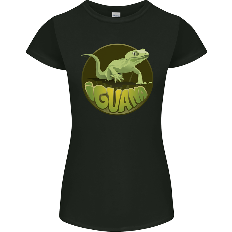 An Iguana Lizard Womens Petite Cut T-Shirt Black