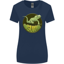 An Iguana Lizard Womens Wider Cut T-Shirt Navy Blue