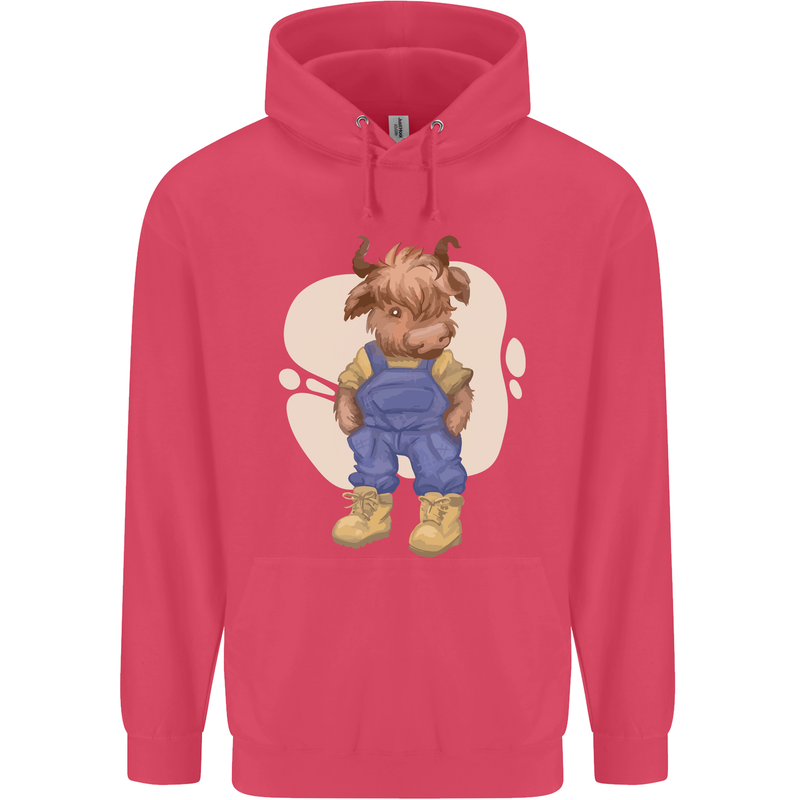 An Infant Highland Cow Cattle Bull Childrens Kids Hoodie Heliconia