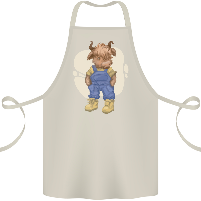 An Infant Highland Cow Cattle Bull Cotton Apron 100% Organic Natural