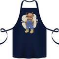 An Infant Highland Cow Cattle Bull Cotton Apron 100% Organic Navy Blue