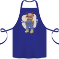 An Infant Highland Cow Cattle Bull Cotton Apron 100% Organic Royal Blue