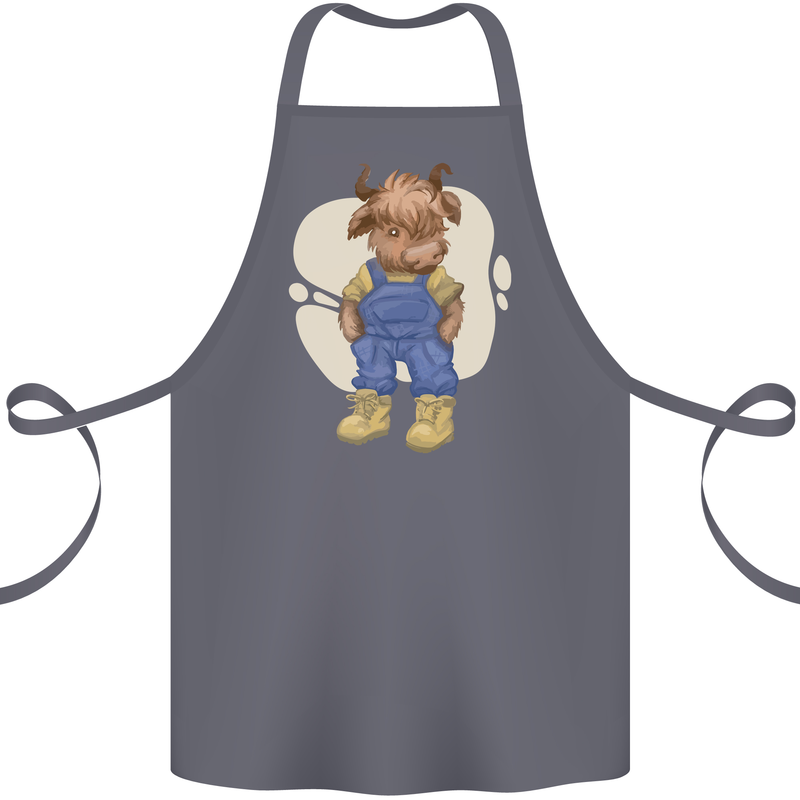 An Infant Highland Cow Cattle Bull Cotton Apron 100% Organic Steel