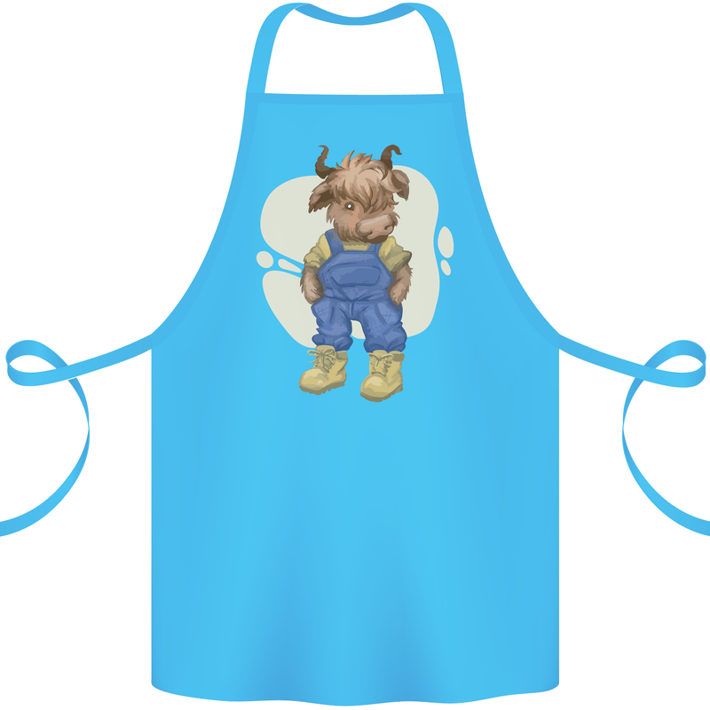 An Infant Highland Cow Cattle Bull Cotton Apron 100% Organic Turquoise