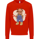 An Infant Highland Cow Cattle Bull Kids Sweatshirt Jumper Bright Red