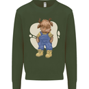 An Infant Highland Cow Cattle Bull Kids Sweatshirt Jumper Forest Green