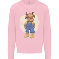 An Infant Highland Cow Cattle Bull Kids Sweatshirt Jumper Light Pink