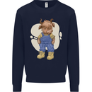 An Infant Highland Cow Cattle Bull Kids Sweatshirt Jumper Navy Blue