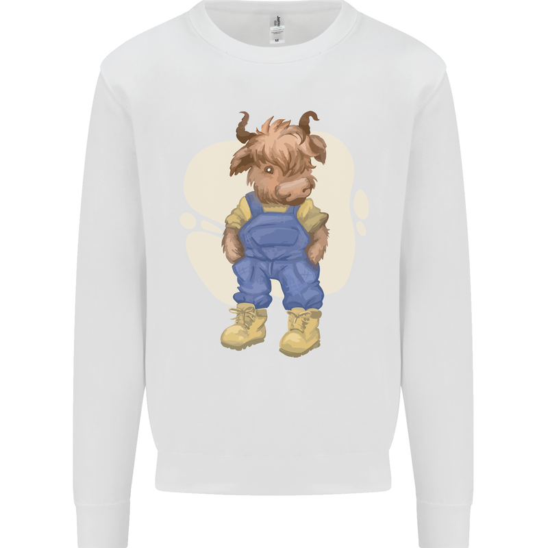 An Infant Highland Cow Cattle Bull Kids Sweatshirt Jumper White
