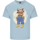 An Infant Highland Cow Cattle Bull Kids T-Shirt Childrens Light Blue