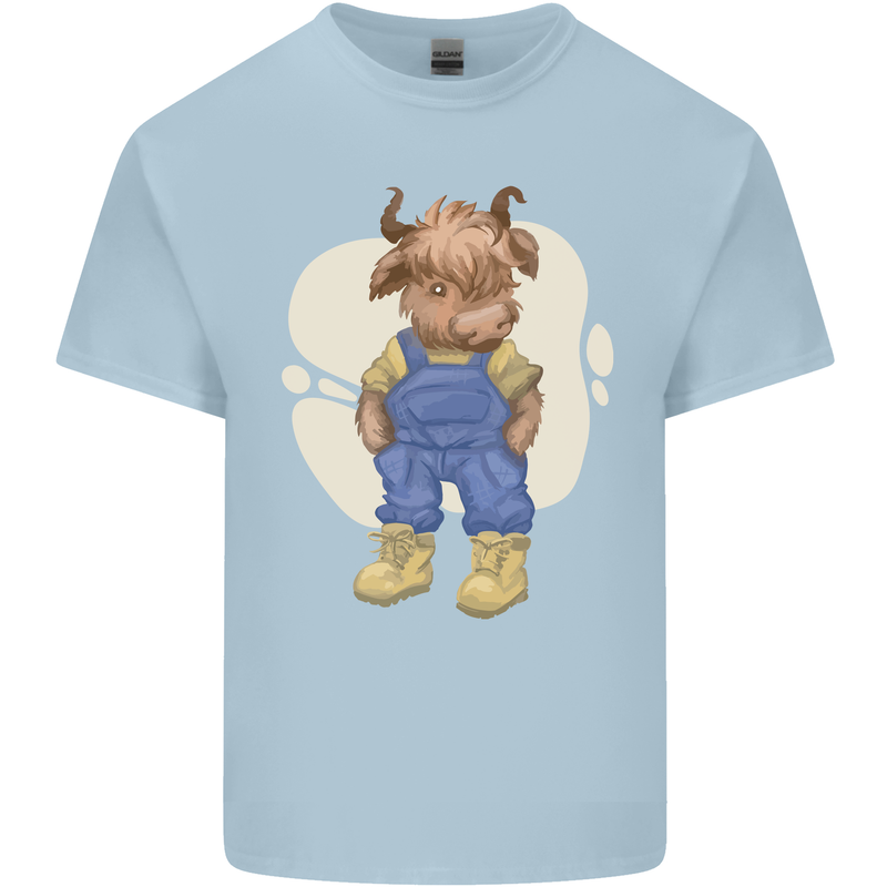 An Infant Highland Cow Cattle Bull Kids T-Shirt Childrens Light Blue