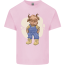 An Infant Highland Cow Cattle Bull Kids T-Shirt Childrens Light Pink