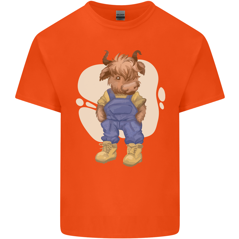 An Infant Highland Cow Cattle Bull Kids T-Shirt Childrens Orange