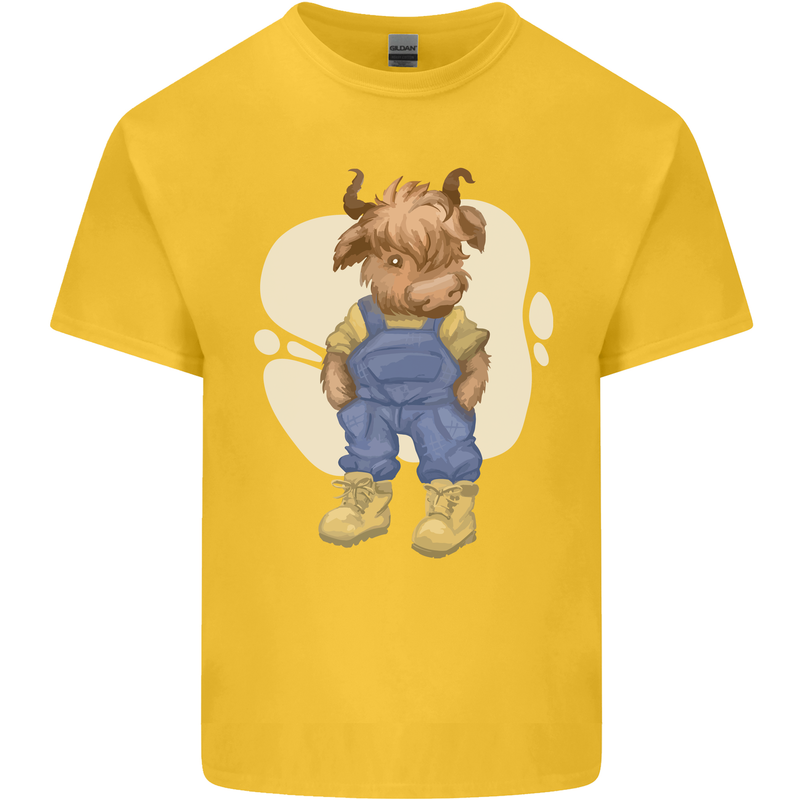 An Infant Highland Cow Cattle Bull Kids T-Shirt Childrens Yellow