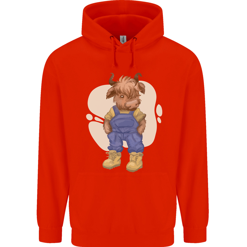 An Infant Highland Cow Cattle Bull Mens 80% Cotton Hoodie Bright Red