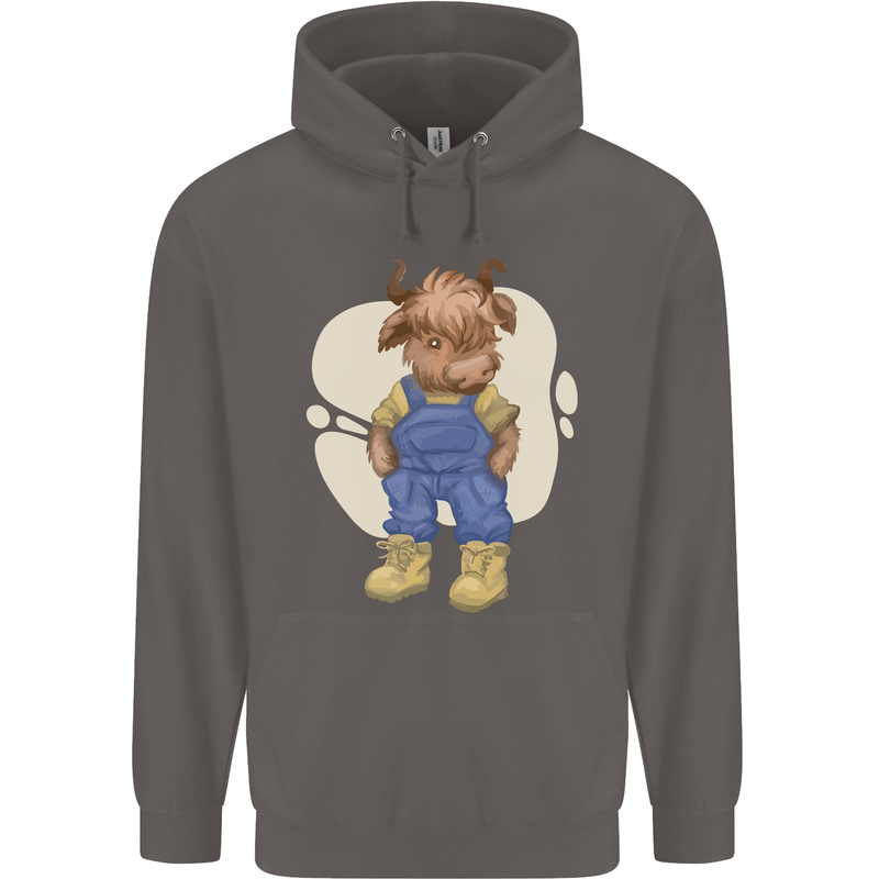 An Infant Highland Cow Cattle Bull Mens 80% Cotton Hoodie Charcoal