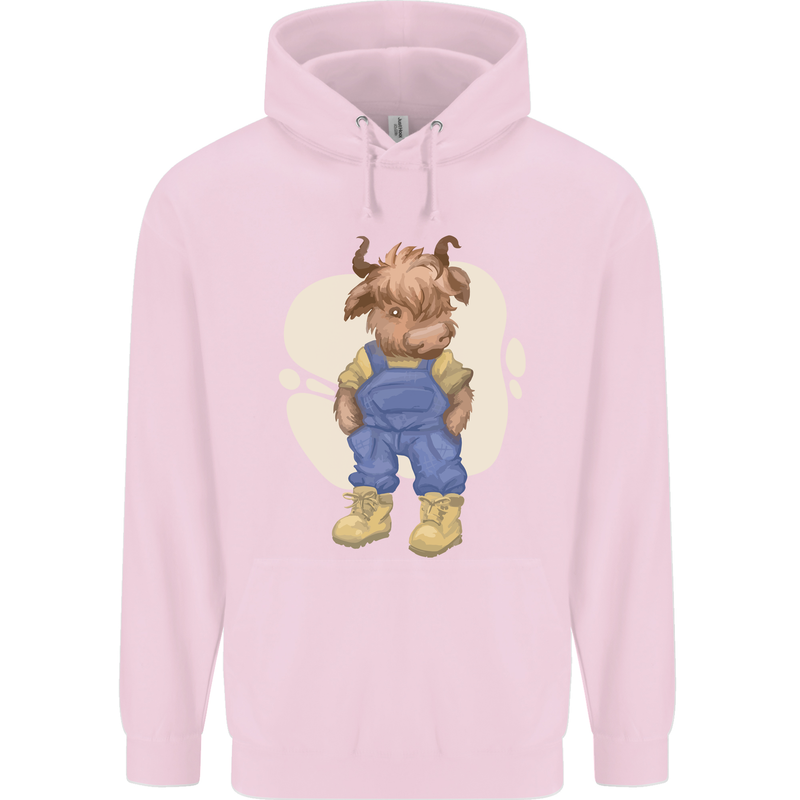 An Infant Highland Cow Cattle Bull Mens 80% Cotton Hoodie Light Pink
