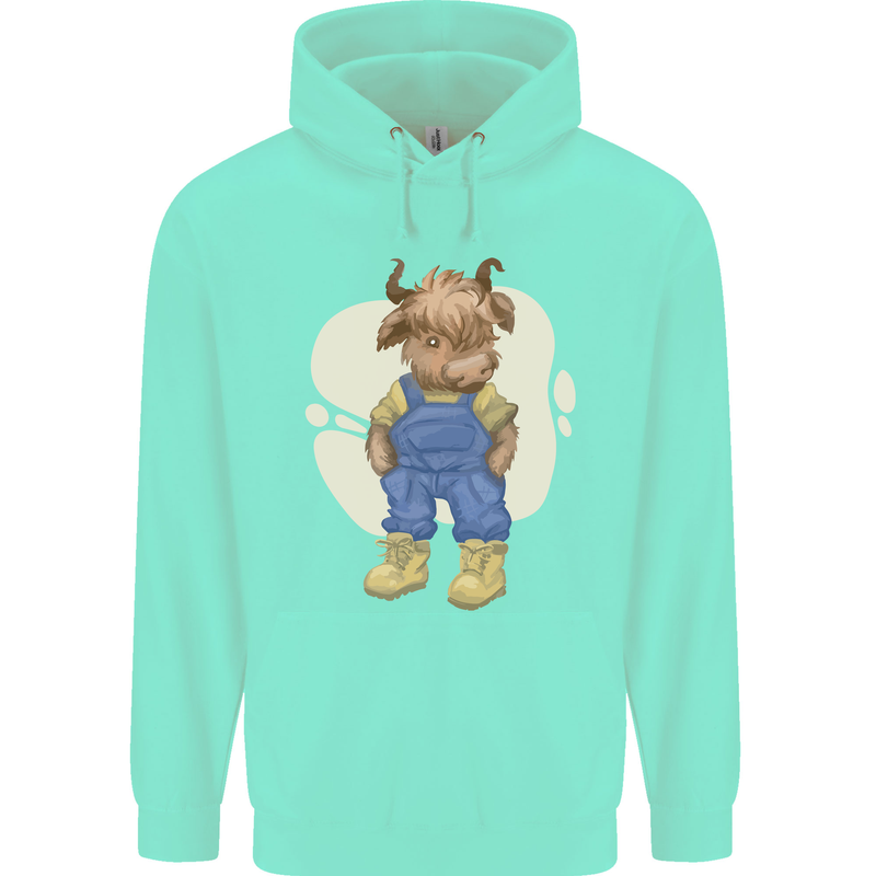 An Infant Highland Cow Cattle Bull Mens 80% Cotton Hoodie Peppermint