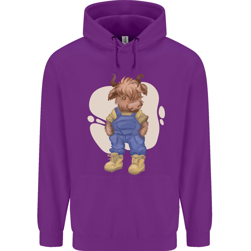 An Infant Highland Cow Cattle Bull Mens 80% Cotton Hoodie Purple