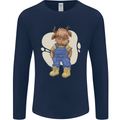 An Infant Highland Cow Cattle Bull Mens Long Sleeve T-Shirt Navy Blue