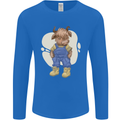 An Infant Highland Cow Cattle Bull Mens Long Sleeve T-Shirt Royal Blue