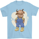 An Infant Highland Cow Cattle Bull Mens T-Shirt 100% Cotton Light Blue