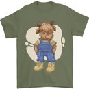 An Infant Highland Cow Cattle Bull Mens T-Shirt 100% Cotton Military Green
