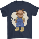 An Infant Highland Cow Cattle Bull Mens T-Shirt 100% Cotton Navy Blue