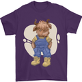 An Infant Highland Cow Cattle Bull Mens T-Shirt 100% Cotton Purple