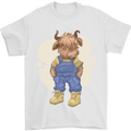 An Infant Highland Cow Cattle Bull Mens T-Shirt 100% Cotton White