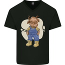 An Infant Highland Cow Cattle Bull Mens V-Neck Cotton T-Shirt Black