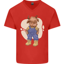 An Infant Highland Cow Cattle Bull Mens V-Neck Cotton T-Shirt Red