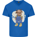 An Infant Highland Cow Cattle Bull Mens V-Neck Cotton T-Shirt Royal Blue