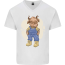 An Infant Highland Cow Cattle Bull Mens V-Neck Cotton T-Shirt White