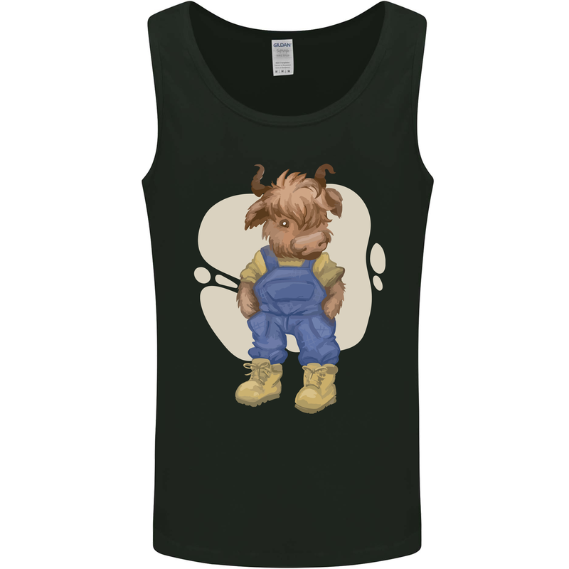 An Infant Highland Cow Cattle Bull Mens Vest Tank Top Black