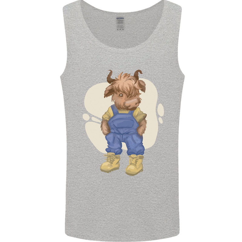 An Infant Highland Cow Cattle Bull Mens Vest Tank Top Sports Grey