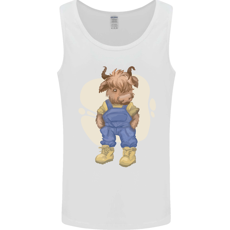 An Infant Highland Cow Cattle Bull Mens Vest Tank Top White