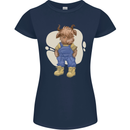 An Infant Highland Cow Cattle Bull Womens Petite Cut T-Shirt Navy Blue